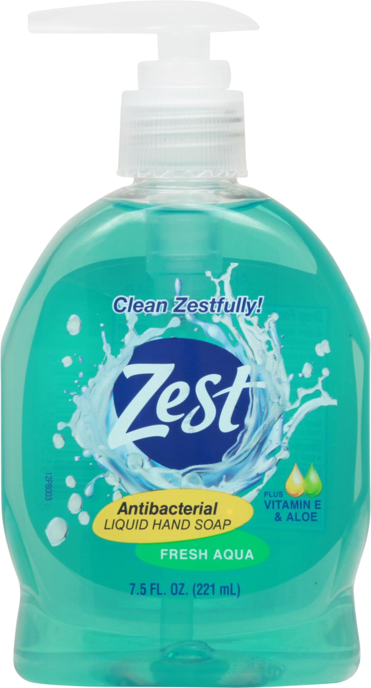Zest Zest Antibacterial Liquid Hand Soap Fresh Aqua Plus Vitamin E & Aloe 7.5 Fl. Oz