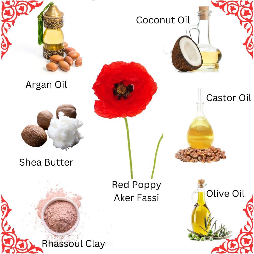 Ravan Ravan Moroccan Red Poppy Flower Aker Fassi Facial Soap - Handmade with Shea Butter, Argan & Olive Oil