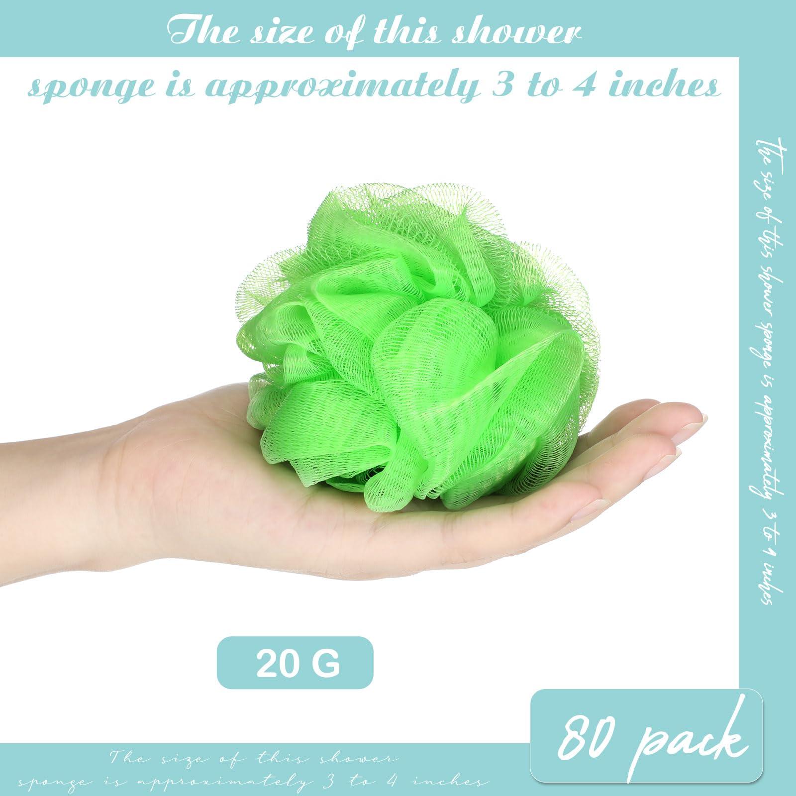 CHENGU CHENGU 80 Pcs Loofah Bulk Sponge Bath Sponges for Shower Bath Luffa Bulk Pouf Shower Puff Wash Body Pouf Mesh Loofah Exfoliating Body Scrubber for Baby Women Men, 20g