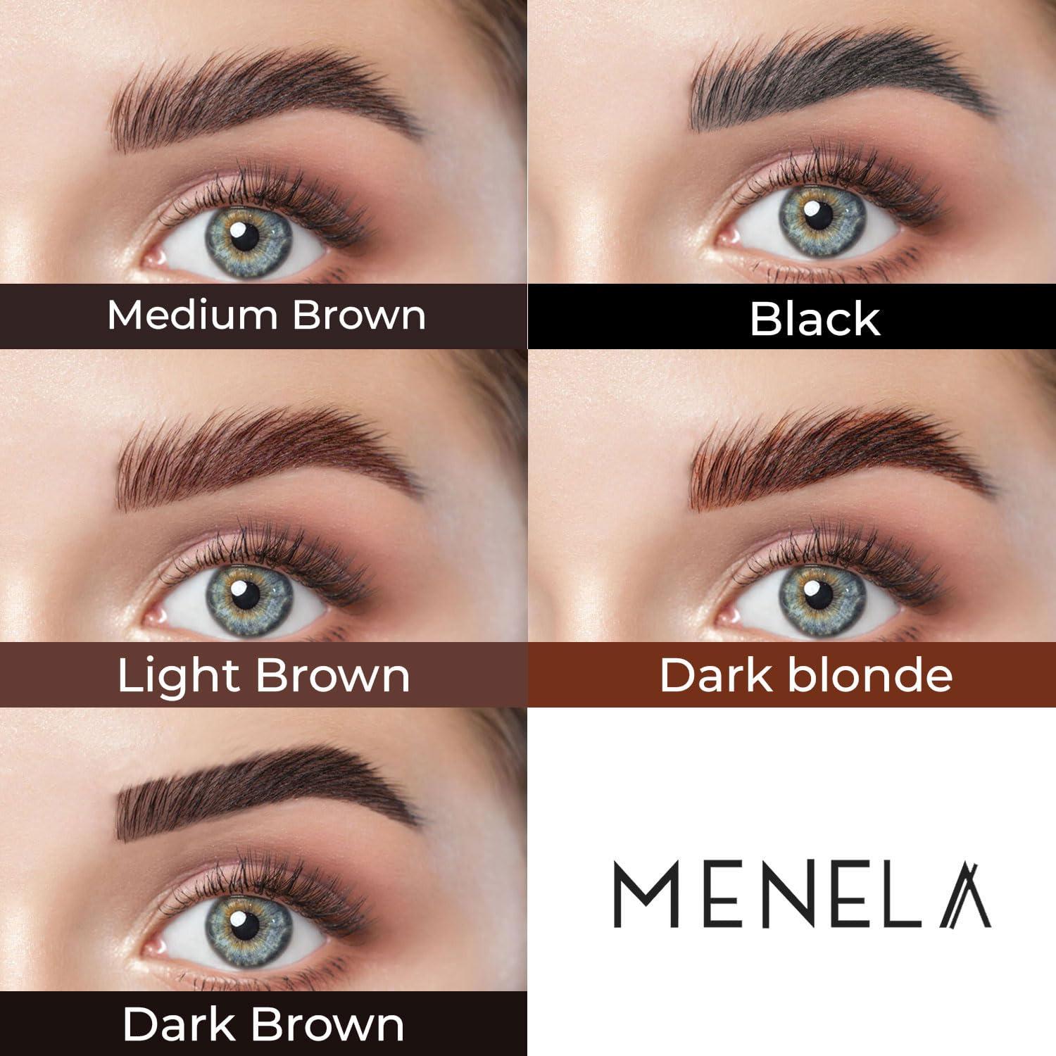 Menela MENELA Eyebrow Henna Tint - Medium Brown Henna Brow Dye with Bamboo Extract for Enhanced, Natural-Looking Brows - 2.5g Henna Powder & 15ml Fixer - Eyebrow Tint Kit