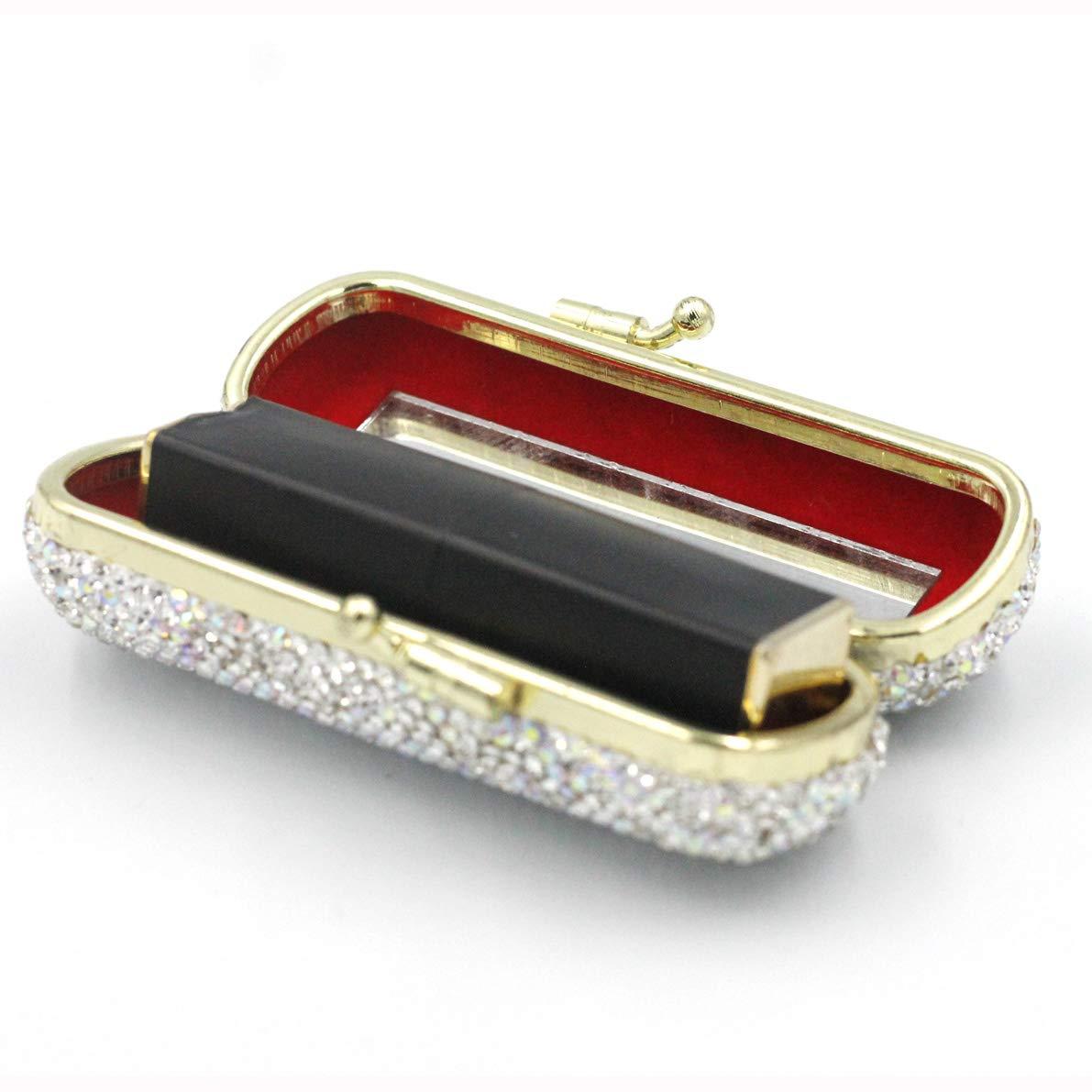 Bestbling Bestbling Bling Rhinestone Crystal Lipstick Case Holder Organizer bag Cosmetic Storage for Women's Lipstick Jewelry Kit (Silver)
