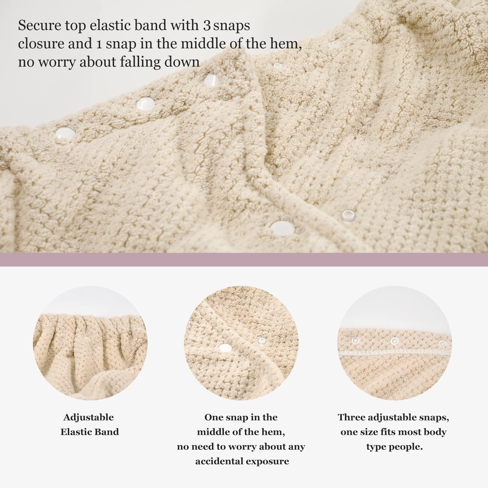 TOCOHO TOCOHO Women Microfiber Bath Wrap Towel and Hair Drying Towel - Adjustable Soft Body Wraps Dress with Hair Towel, Super Absorbent to Quick Drying Hair and Body (Khaki)