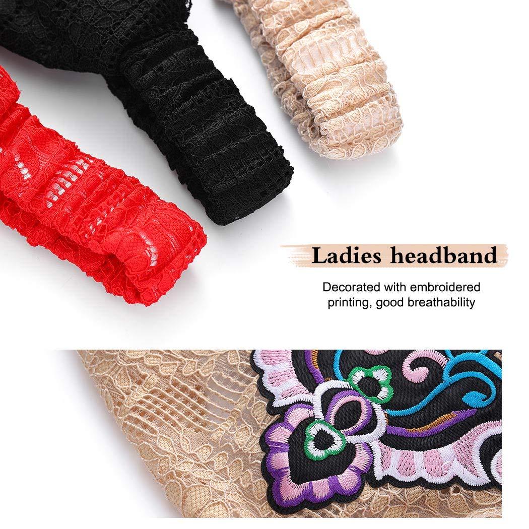Catery Catery Boho Headbands Black Lace Head Wraps Wide Headband Stretch Turban Headband Vintage Hair Scarf Head Scarf Hair Accessories for Women and Girls