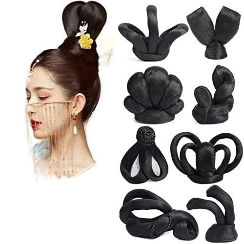 Oligage Oligage Synthetic Chinese Traditional Hanfu Wig Hair Bun Retro Black Chignon Fake Ancient Chinese Hair Bun Princess Cosplay Wig (Color : 23)