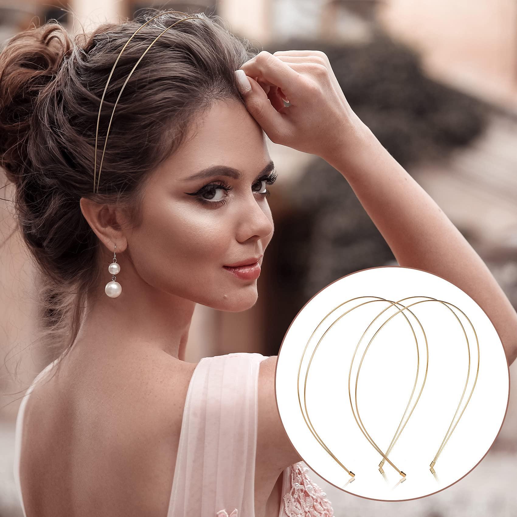 OIIKI OIIKI 6PCS Metal Double Headbands, Gold Double Row Hairbands, Alloy Hair Hoop Hair Accessories for Women Girls Bridal Bridesmaid Headpieces for Wedding, Christmas, Parties, Daily Use