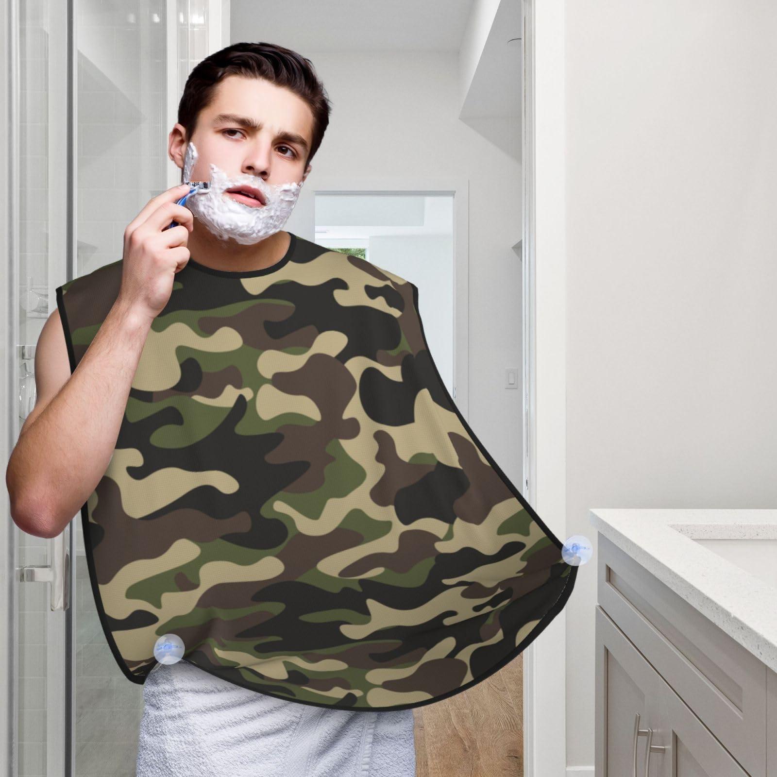 Athjunss Camo Beard Bib Apron, Beard Hair Catcher For Men Shaving, Waterproof With Suction Cups