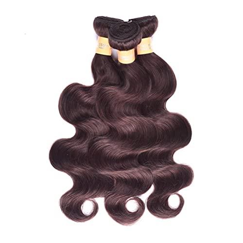 WOME WOME 8A Peruvian Virgin Hair Body Wave 3 Bundles Remy Human Hair Weaves 100% Unprocessed Peruvian Body Wave Hair Extensions Dark Brown Color (10 10 10,#2)