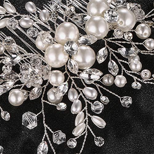Aimeely Aimeely Gorgeous Bridal Rhinestone Crystal Hair Comb Pearl Wedding Hairpieces