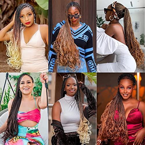 kossys French Curly Braiding Hair 24 inch 8 Packs 1B/27/613 Loose Wave Crochet Hair Pre Stretched Bouncy Yaki Braiding Hair Copper French Curl Braids Synthetic Hair Extensions