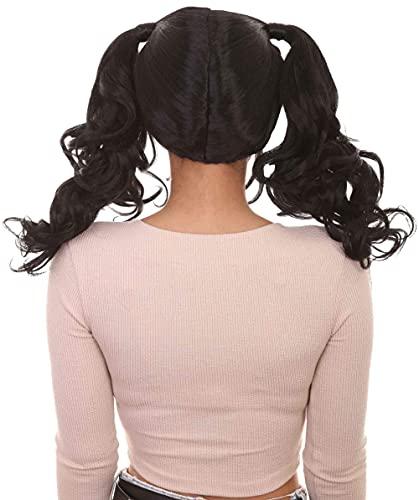 HalloweenPartyOnline Dolly Pigtail Ponytail Wig (Adult, Black)