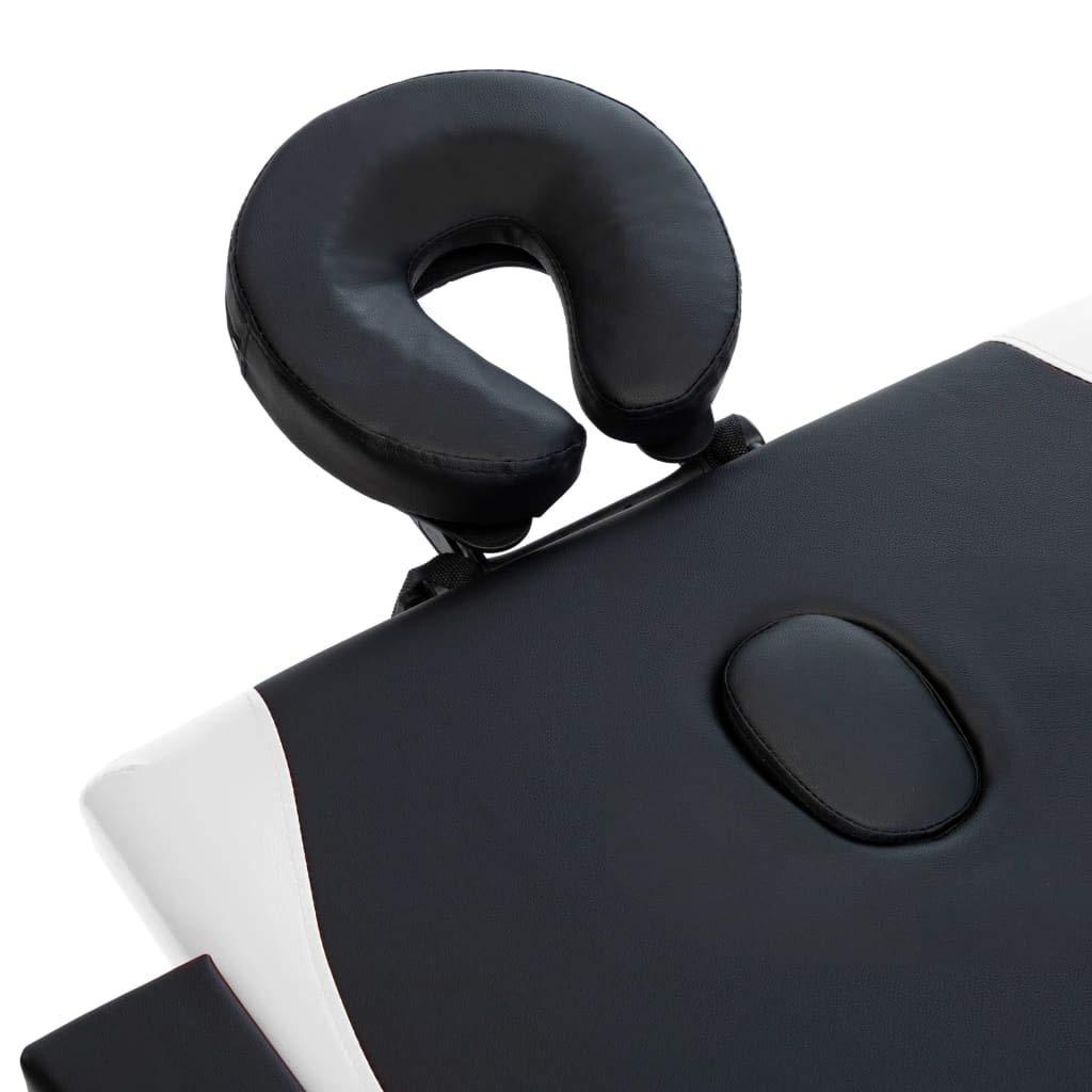 CUMYZO CUMYZO Foldable Massage Table 4 Zones Wood Black and White,Health & Beauty Personal Care Massage & Relaxation Massage Tables