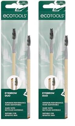 EcoTools EcoTools Eyebrow Brush Duo, Tame, Sculpt & Fill in Brows, Multipurpose For Eyebrow Gel, Powder, & Cream, Dual-Ended Spoolie & Angled Brow Brush, Eco Friendly, Cruelty-Free, & Vegan, 1 Count