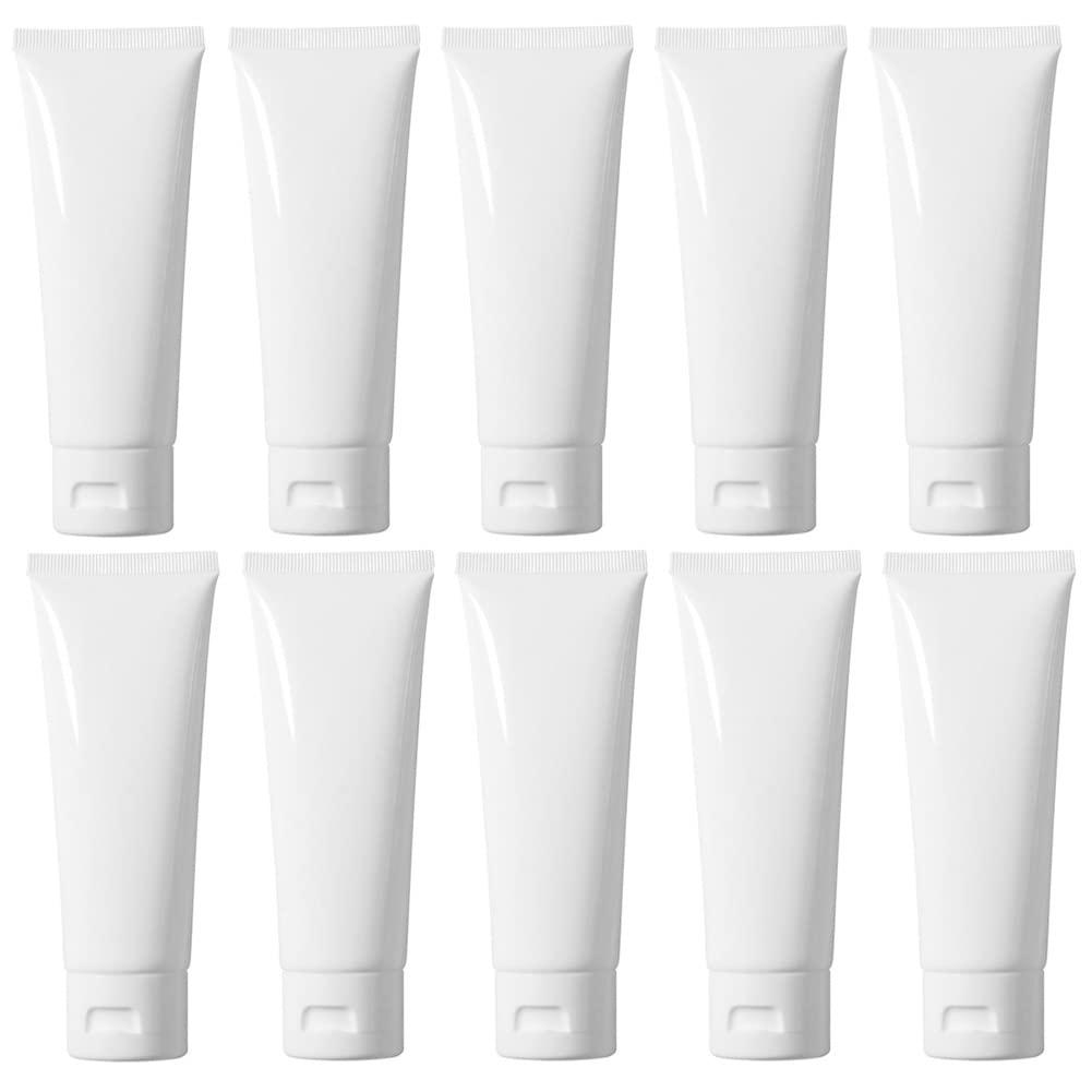 QUUPY 12PCS Refillable Empty Plastic Tubes White Cosmetic Containers Plastic Soft Tubes Bottle for Package Facial Cleanser Hand Cream Cosmetic Lotion(50ML)