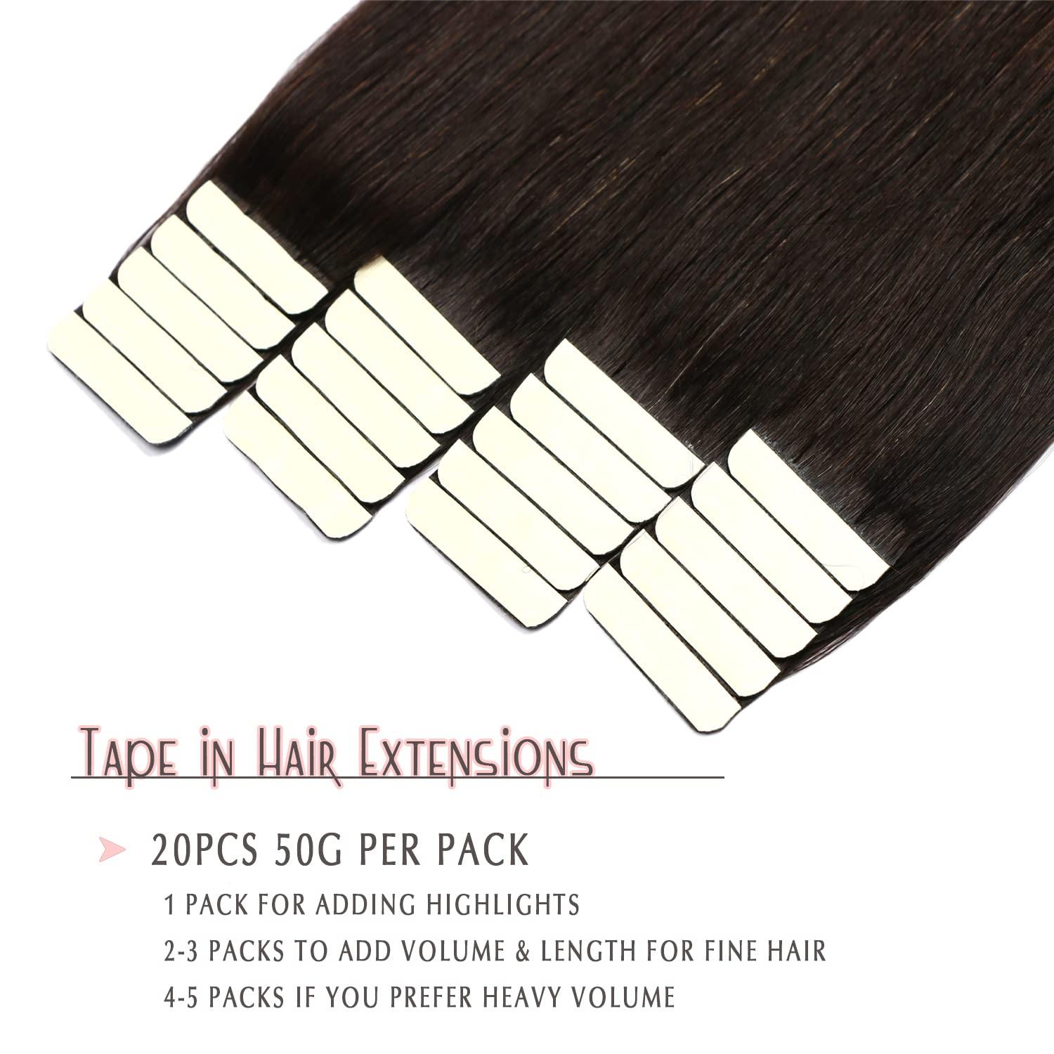 SURNEL SURNEL Tape in Hair Extensions Human Hair 16 inch Tape in Hair Extensions Color 1B Fading to 4 Brown Highlighted 27 Blonde Tape Hair Extensions 20 pcs 50g(#1B/4/27-16)