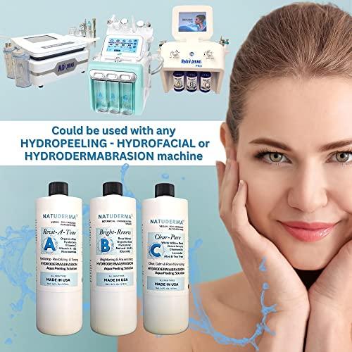 NATUDERMA Hydrodermabrasion Solution, Aqua Peeling Serum, Solution for Wet Microdermabrasion, 3 bottles of 16 oz each, Natuderma Hydro Serum. MADE IN USA