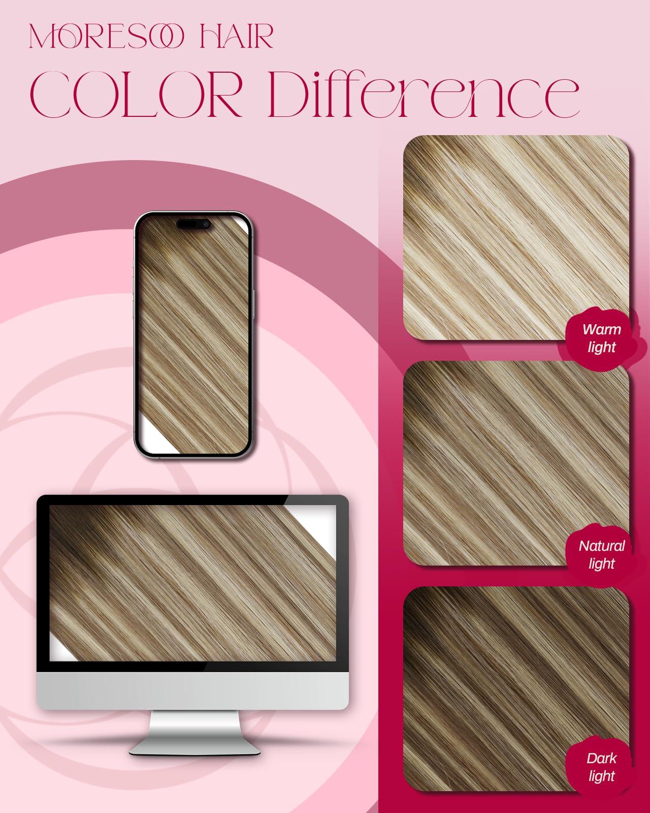 Moresoo Moresoo Micro Link Hair Extensions Ombre Dark Brown to Blonde Micro Loop Human Hair Extensions Balayage Brown Straight Microlink Hair Extensions Human Hair 14 Inch 50G/50S