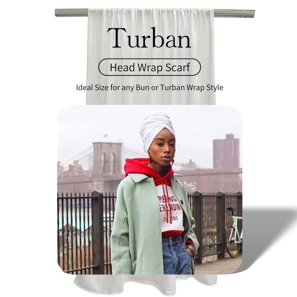Ftoronaly Ftoronaly Turban Head Wraps for Black Women Hair Wraps Stretch Soft Jersey Hijab Scarf Headwraps Headband White
