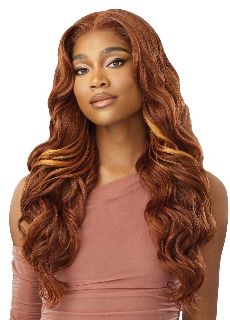 Outre Outre 5X5 Lace Closure Wig - Human Hair Blend - Glam Curls 24\" (GINGER COPPER KISS)
