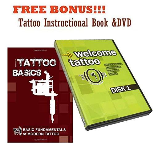 Pirate Face Tattoo Carver Tattoo Kit 4 Machine Guns Power Supplies / 2 Rotary Machines / 2 Coil Machines / 7 Ink/LCD Power Supply / 50 Needles/Plus Accessories