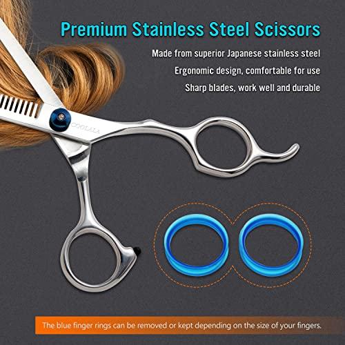 COOLALA COOLALA Stainless Steel Hair Cutting Scissors Thinning Shears 6.5 Inch Professional Salon Barber Haircut Scissors Family Use for Man Woman Adults Kids