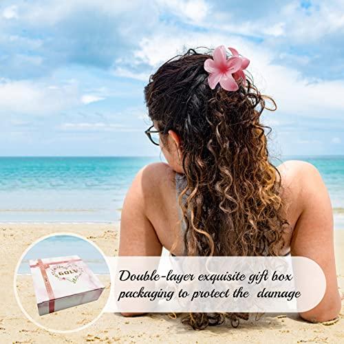 GQLV GQLV Hair Clip, 4 Count White Flower Claw Clips for Thick/Thin Hair, Strong Hold Nonslip Hair Clips, Tropical Hair Accessories for Women Girls, Hawaiian Holiday Gifts