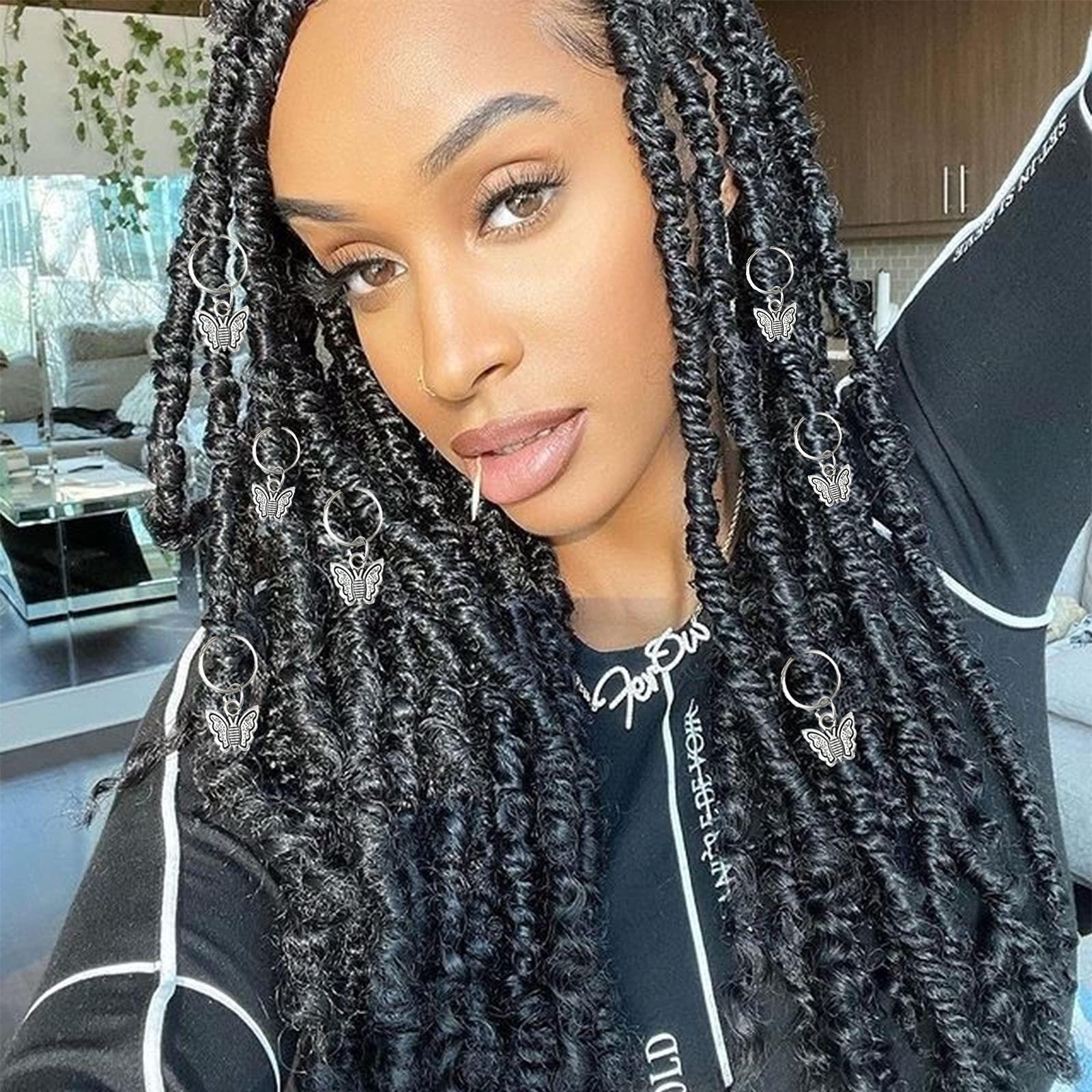 NAISKA NAISKA Retro Silver Butterfly Hair Clips for Dreadlocks, Braids Accessories, Women\'s Hair Jewelry - Butterflies Cuffs, Charms, Rings (12PCS)