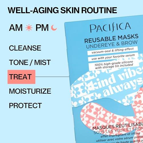 Pacifica Pacifica Reusable Mask Set  Silicone Undereye & Brow Mask Set for Forehead & Under Eye, Anti-Wrinkle, Firming, Pair with Serum, Vegan & Cruelty-Free, 3 Pieces