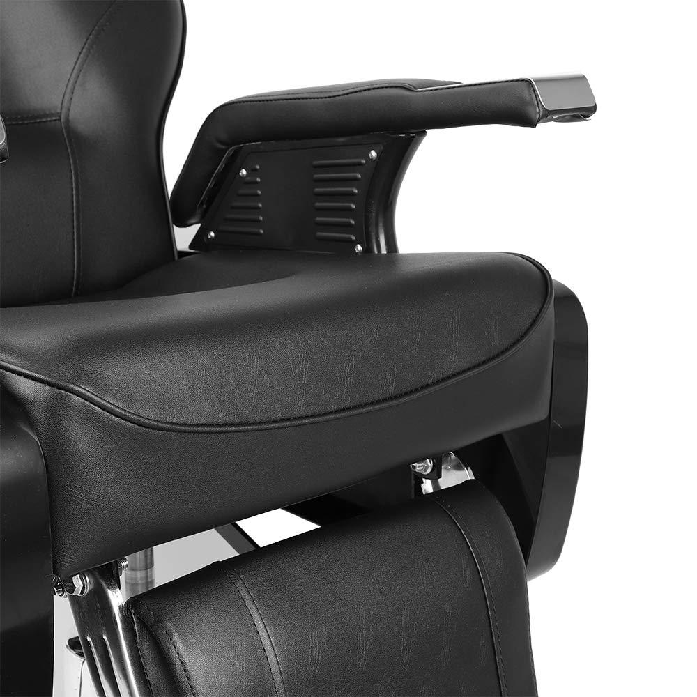 EITPETPORT Barber Chair Hydraulic Reclining Salon Chair, Heavy Duty Styling Hair Chair, 360 Degree Swivel, Height Adjustable, Removable Headrest Hair Chair for Barbershop All Purpose Hair Salon Equipment Black