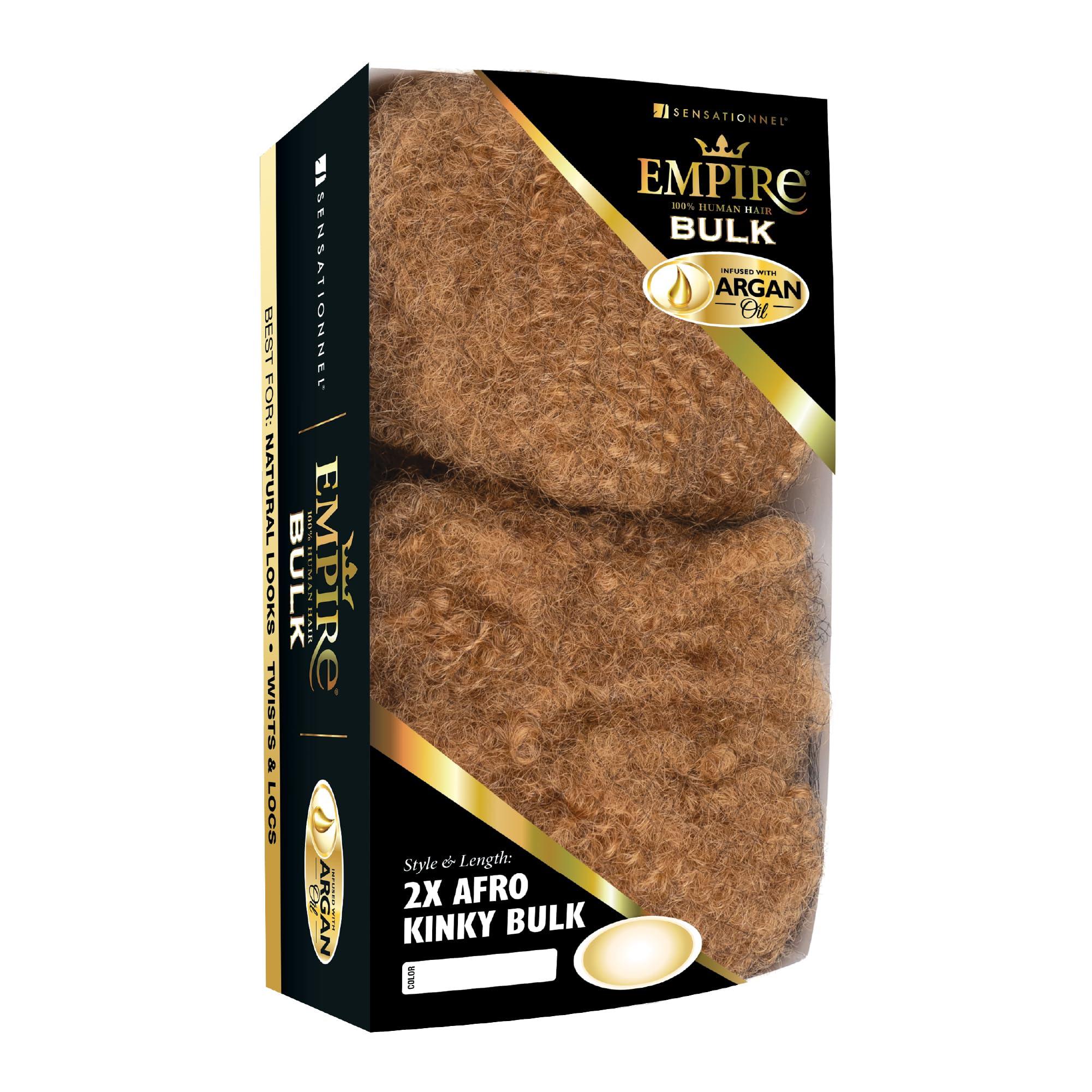 Sensationnel Sensationnel Empire bulk braiding  2x afro kinky human hair braids for knotless boho box or curly loose wave styles (16 inch, 30 LIGHTAUBURN)