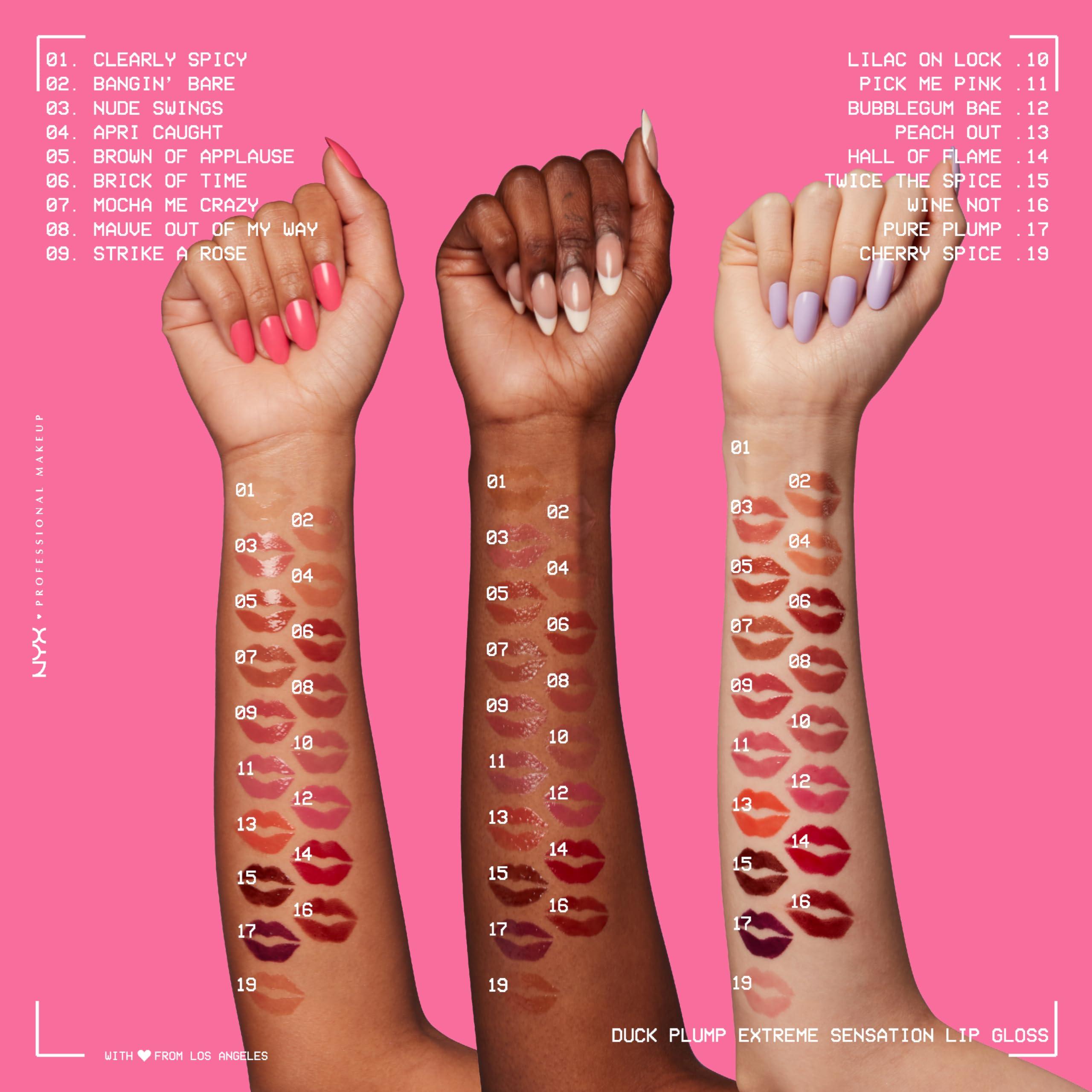 NYX PROFESSIONAL MAKEUP NYX PROFESSIONAL MAKEUP Duck Plump High Pigment Plumping Lip Gloss with Spicy Ginger, Vegan Lip Makeup - Wine Not ( Reddish Brown)