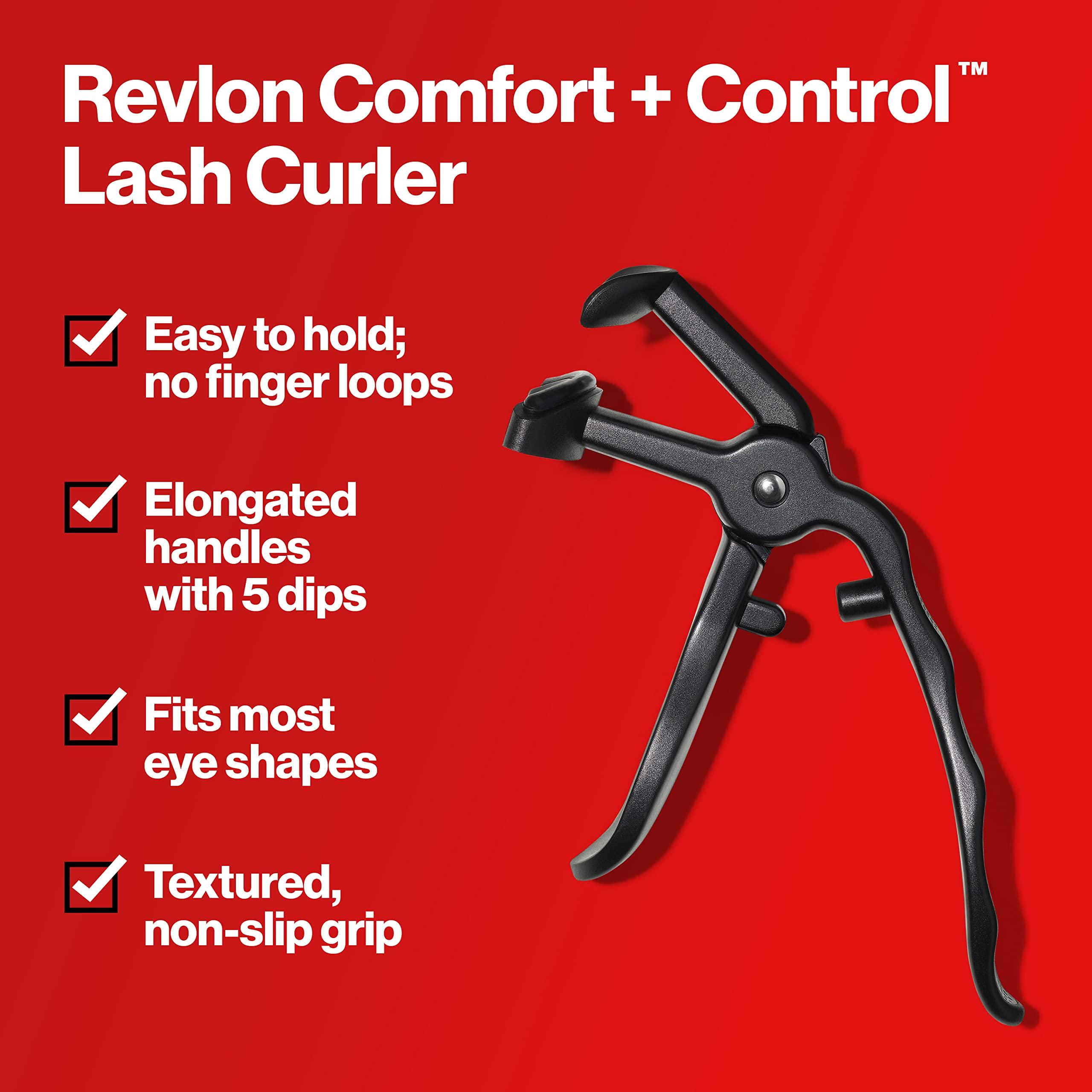 REVLON Revlon Comfort and Control Eyelash Curler, Easy to Use with Storage for Refill Pads