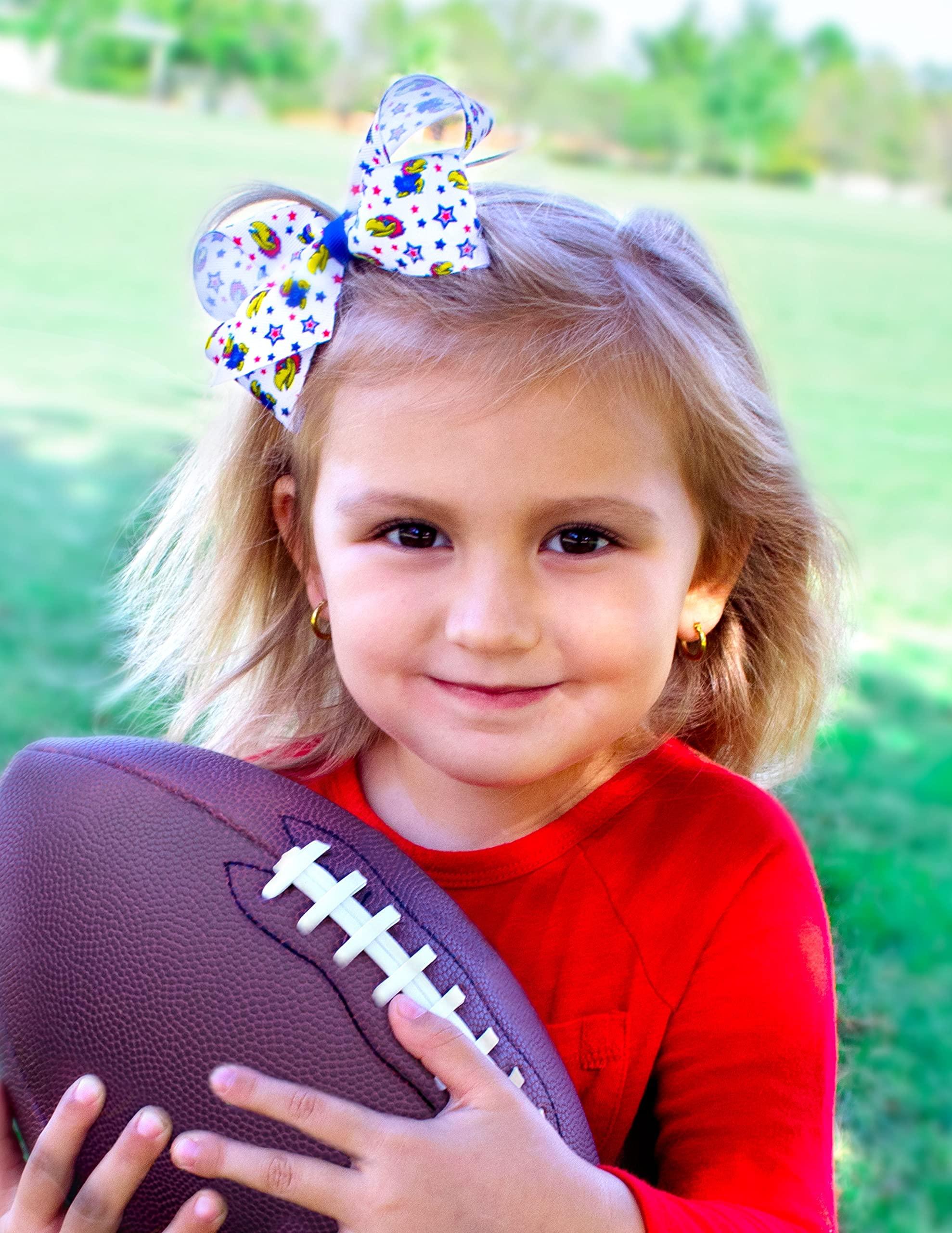 Wee Ones Divine Creations Girls\' Collegiate Themed Game Day Logo Print Hair Bow by Wee Ones on a WeeStay Clip, Classic Grosgrain, Classic Grosgrain, Medium, Louisiana State