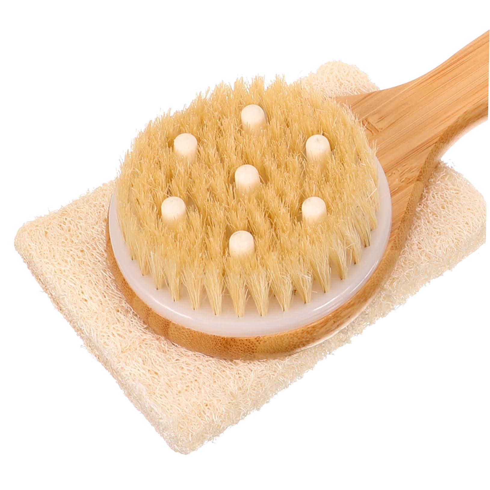 Beaupretty Beaupretty Natural Loofah Stick Bath Brush Handle Body Skin Scrubber for Shower Bath