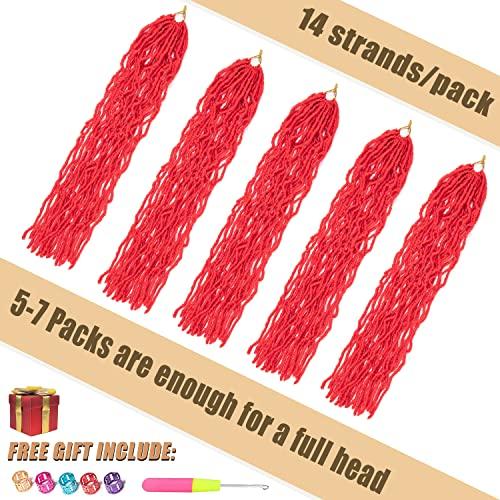 BRAVERY Red Soft Locs 30 Inch-Faux Locs Crochet Hair For Black Women 5 Packs Crochet Locs Goddess Locs Crochet Hair Pre Looped Braiding Hair Extensions (30 Inch (Pack of 5), Red)