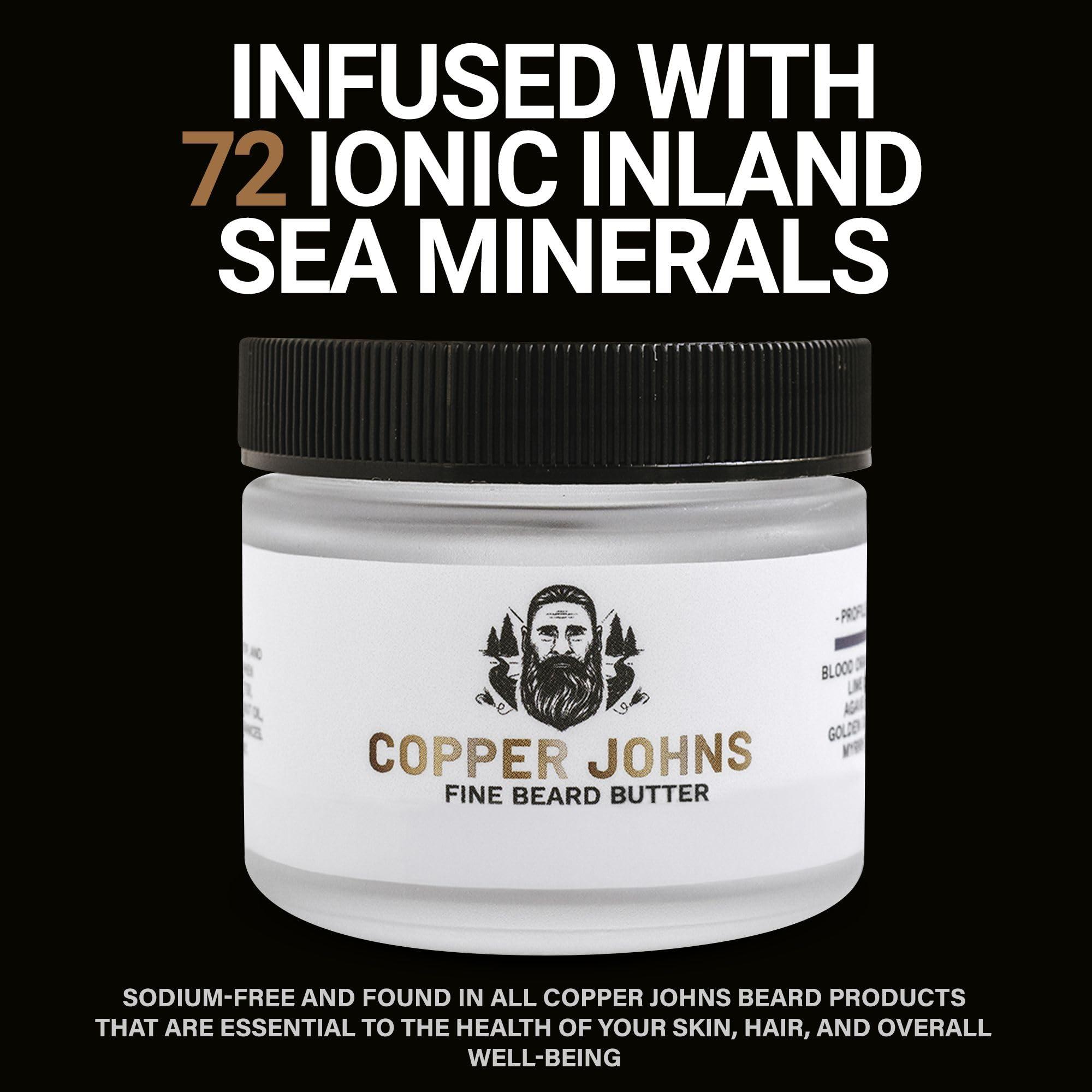 Copper Johns Copper Johns Beard Butter for Men with Shea Butter, Jojoba Oil & Sea Minerals for Moisture, Softness, Control, & Sheen, Barbershop-Warm Wood & Bay Rum, 2 oz