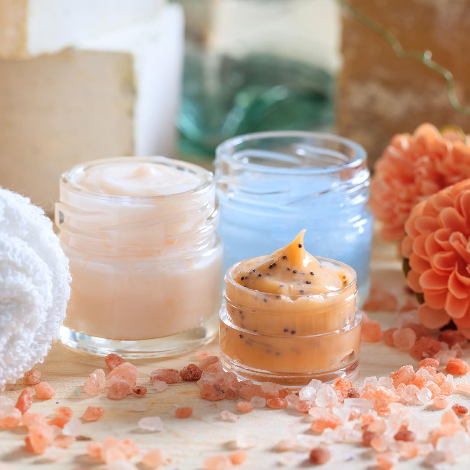 KEYWING KEYWING 4oz Small Glass Jars, 24 Pack Round Clear Glass Jars with Black Lid Empty Cosmetic Containers with Inner Liners for Lotions, Powders, Cream and Ointments