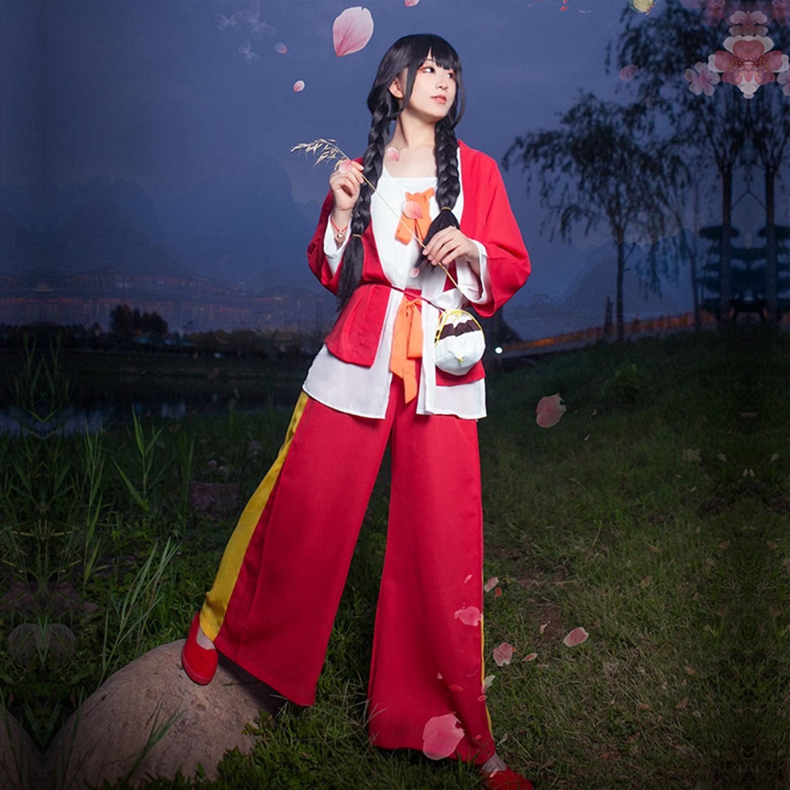 ESPADE brand hundred demon spectrum tao yao cosplay wig ancient Chinese style black double ponytail long hair Fiber synthetic Hair Coser Wig