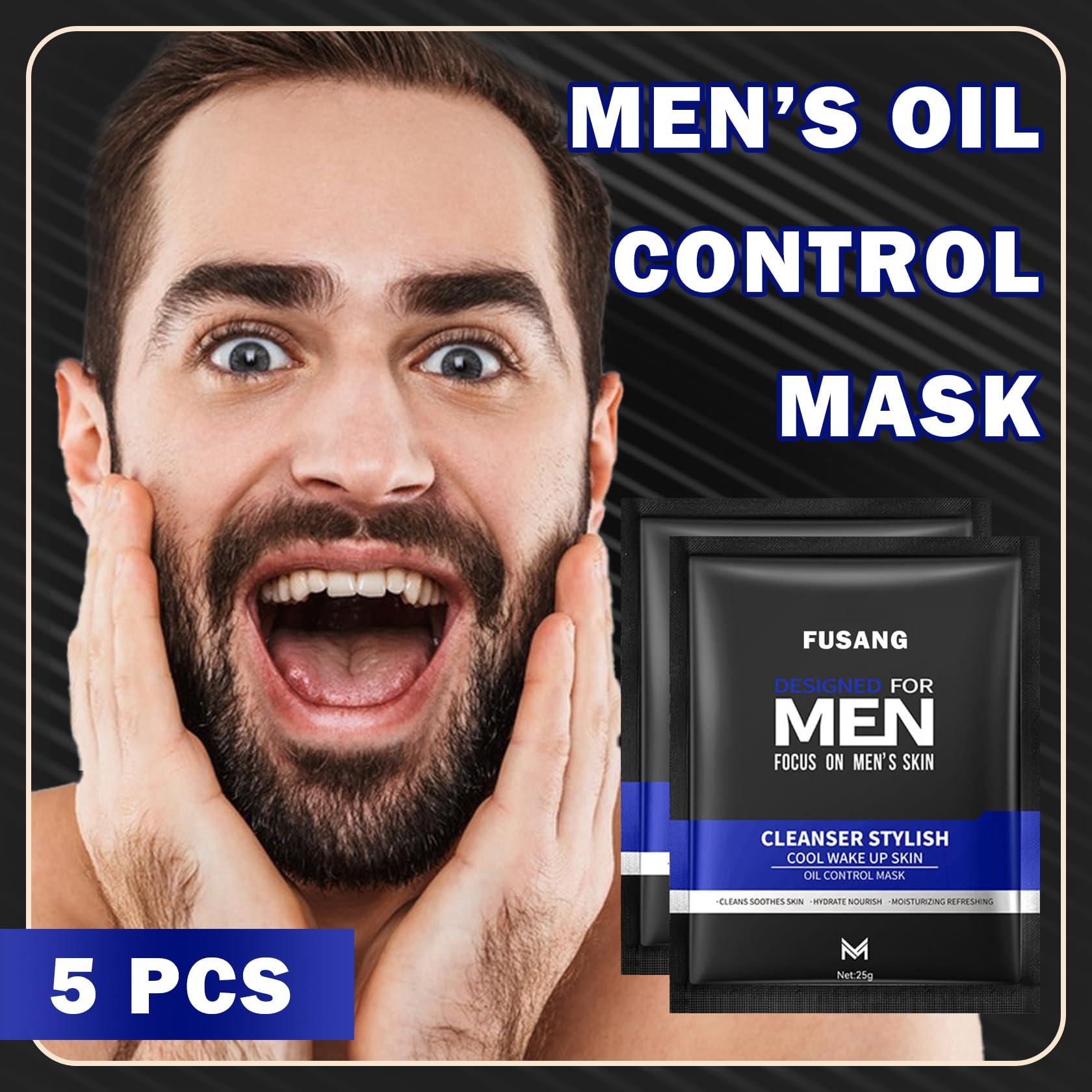 Fusang 5 Pcs Mens Facial Sheet Mask,Hydrating Face Masks Skincare Gift Set for Men,Moisturizing Soothing Facial Masks,Easy to Use & Nourishing Face Mask Skin Care Set