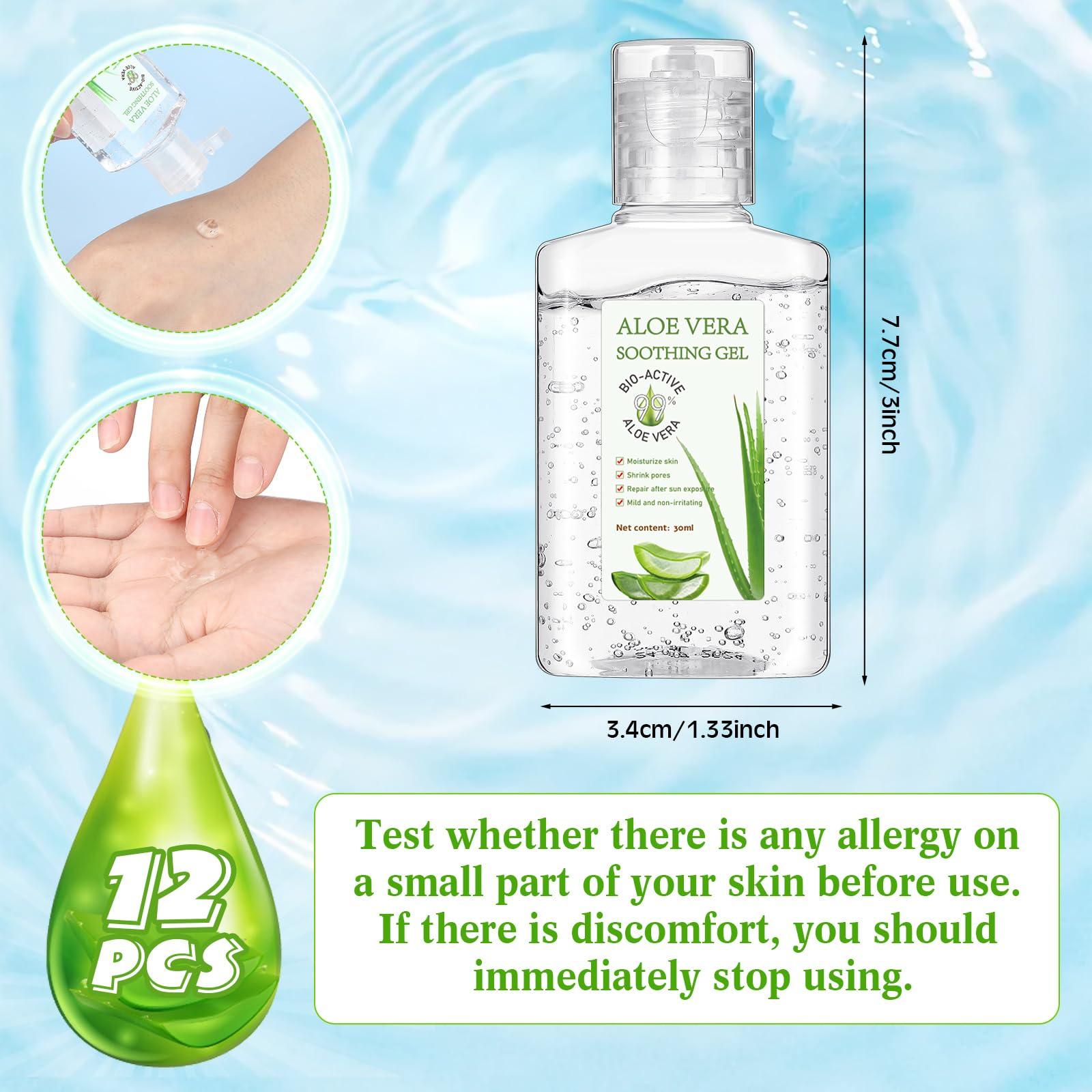 Dansib Dansib 12 Pcs Mini Aloe Vera Gel Bulk for Summer Wedding Party 1oz Soothing Moisture Aloe Gel Bulk Travel Size for Thank You Gifts Summer Beach Wedding Party (Aloe Vera)