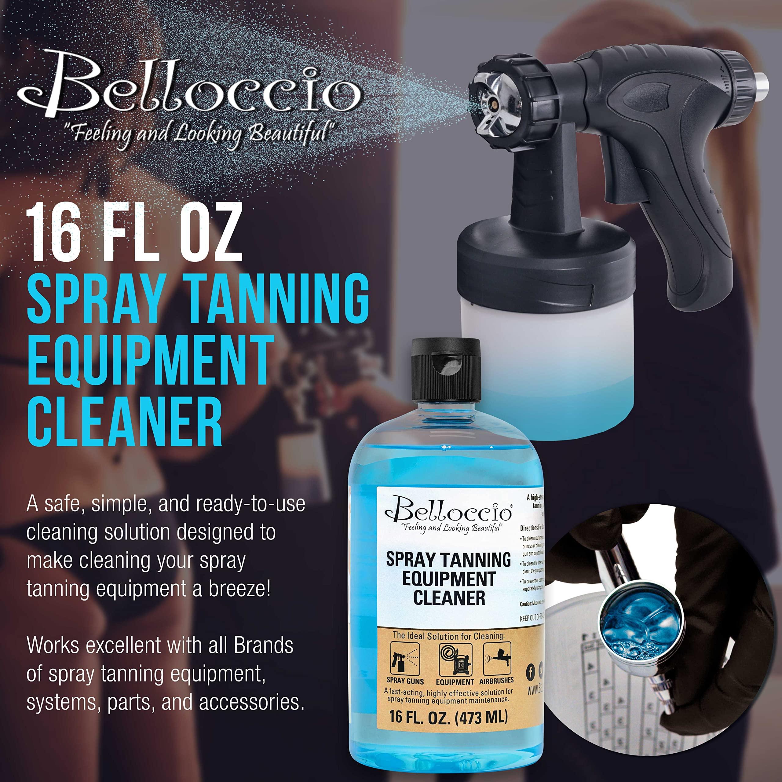 Belloccio Belloccio Spray Tanning Equipment Cleaner, 16 Ounces - Fast Acting Cleaning Solution, Clean All Airbrush Spray Tanning Application Guns, Airbrushes, Equipment System Maintenace - Dried-On Tan Residue