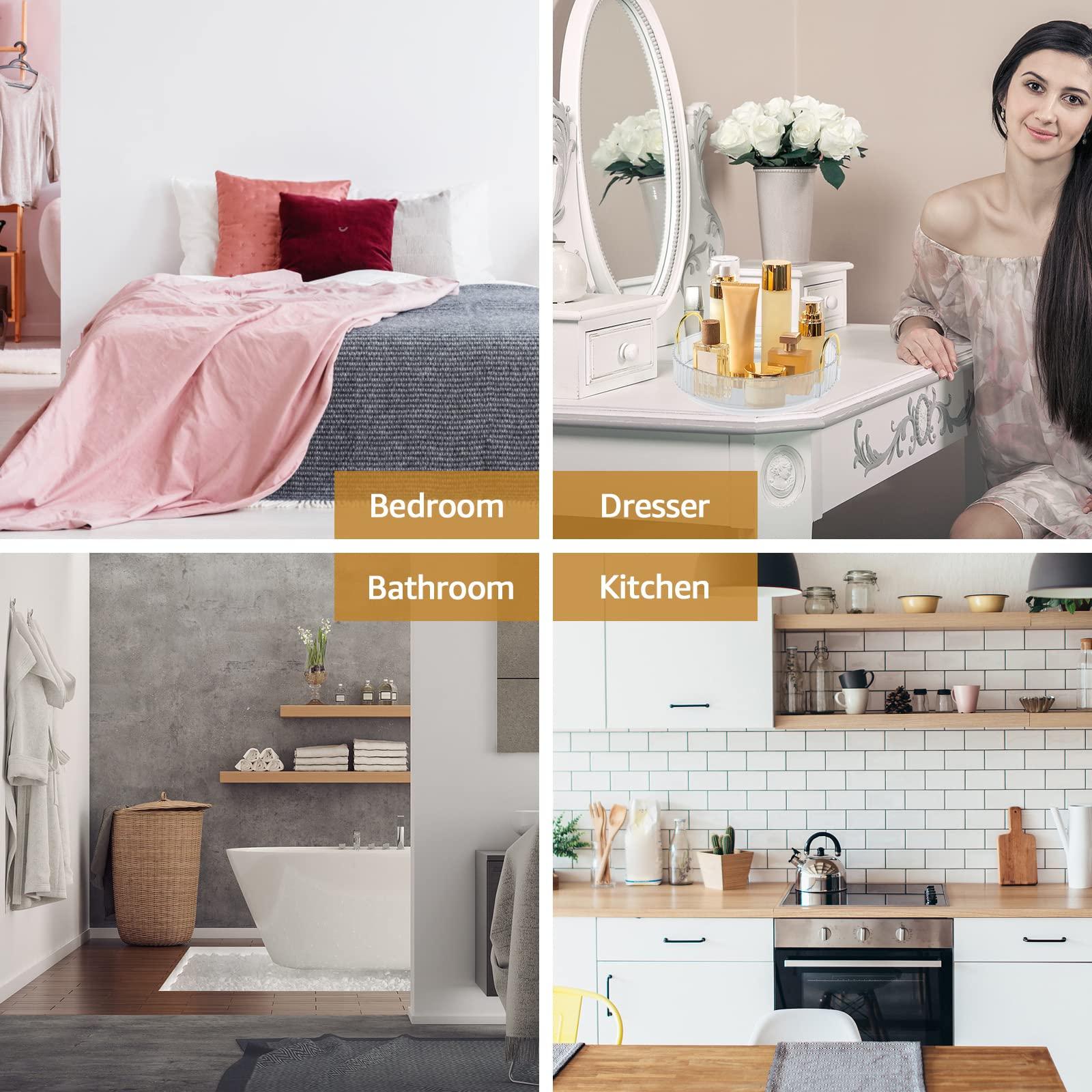 SHASUXTING SHASUXTING 360 Rotating Makeup Organizer with Metal Holder Large Capacity Makeup Carousel Holder Reusable Turntable Cosmetics Organizer Delicate Rotating Vanity Tray Makeup Stand for Dresser