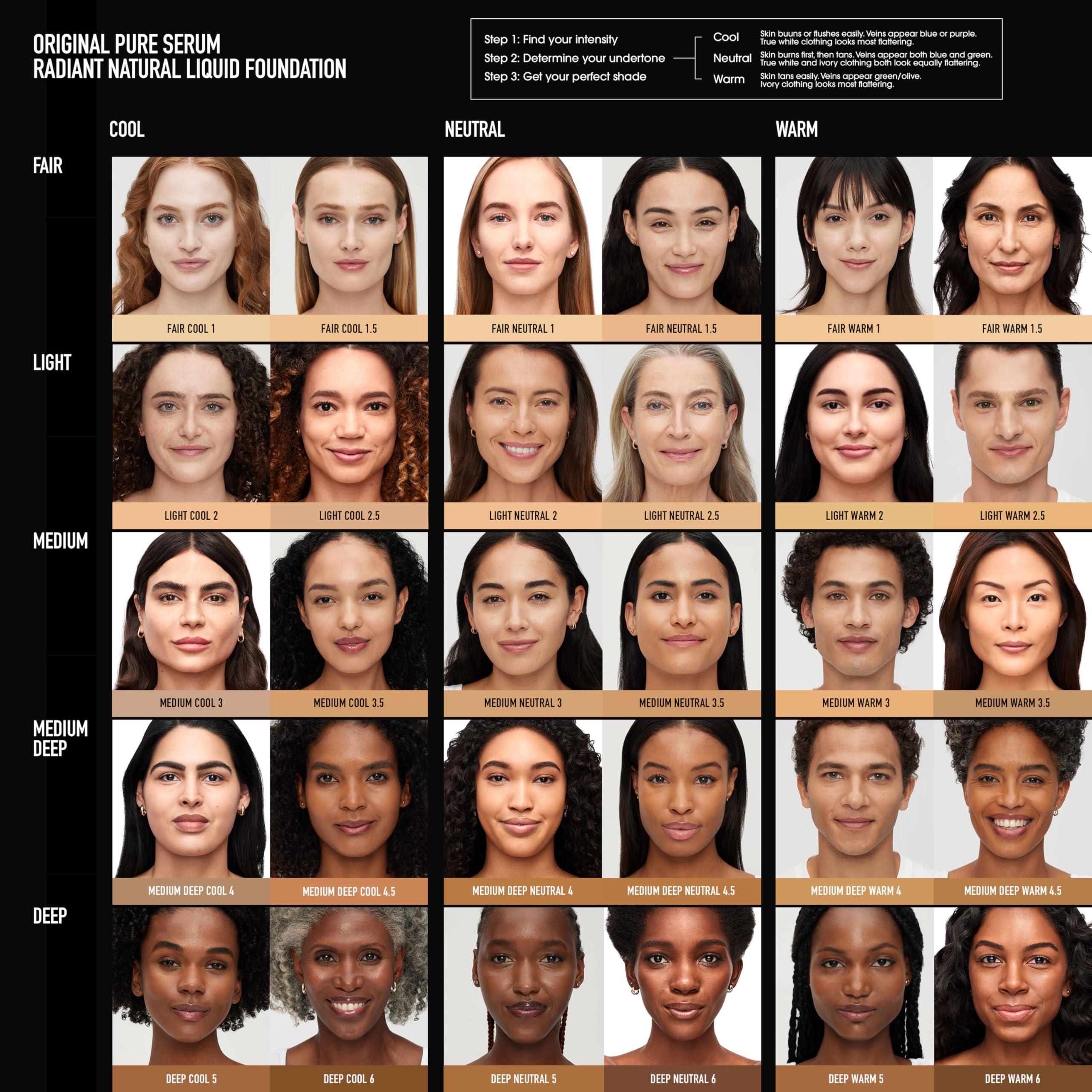 bareMinerals bareMinerals Original Pure Serum Radiant Natural Liquid Foundation Mineral SPF 20, Hydrating Skin Tint, Dewy Finish, Lightweight, Medium Coverage, Non-Comedogenic, Vegan