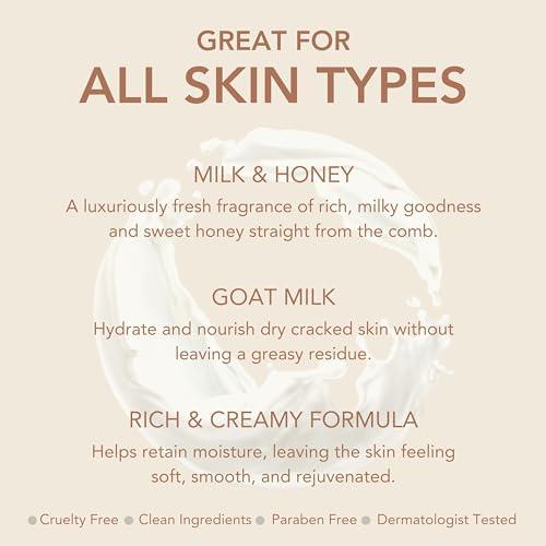 Dionis Dionis Goat Milk Hydrating Skincare Cream, Rich & Creamy Daily Moisturizing Milk & Honey Scented Body Lotion For Dry Skin, Made in the USA, Cruelty-Free & Paraben-Free, 8.5 oz Bottle