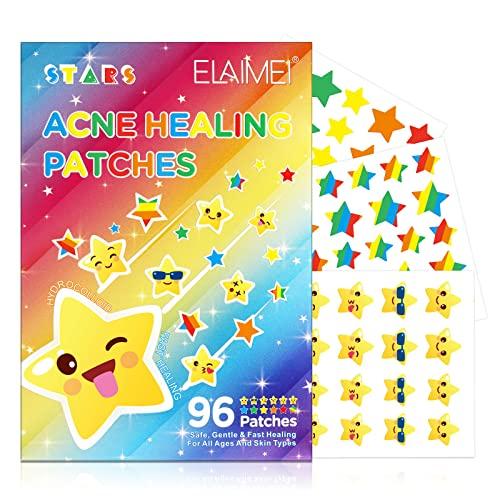 Yecuce Yecuce Pimple Patches(96pcs), Star Shaped Hydrocolloid Acne Cover Patches for Face Body, Rainbow Emojis Zit Patches and Pimple Stickers for Acne Healing