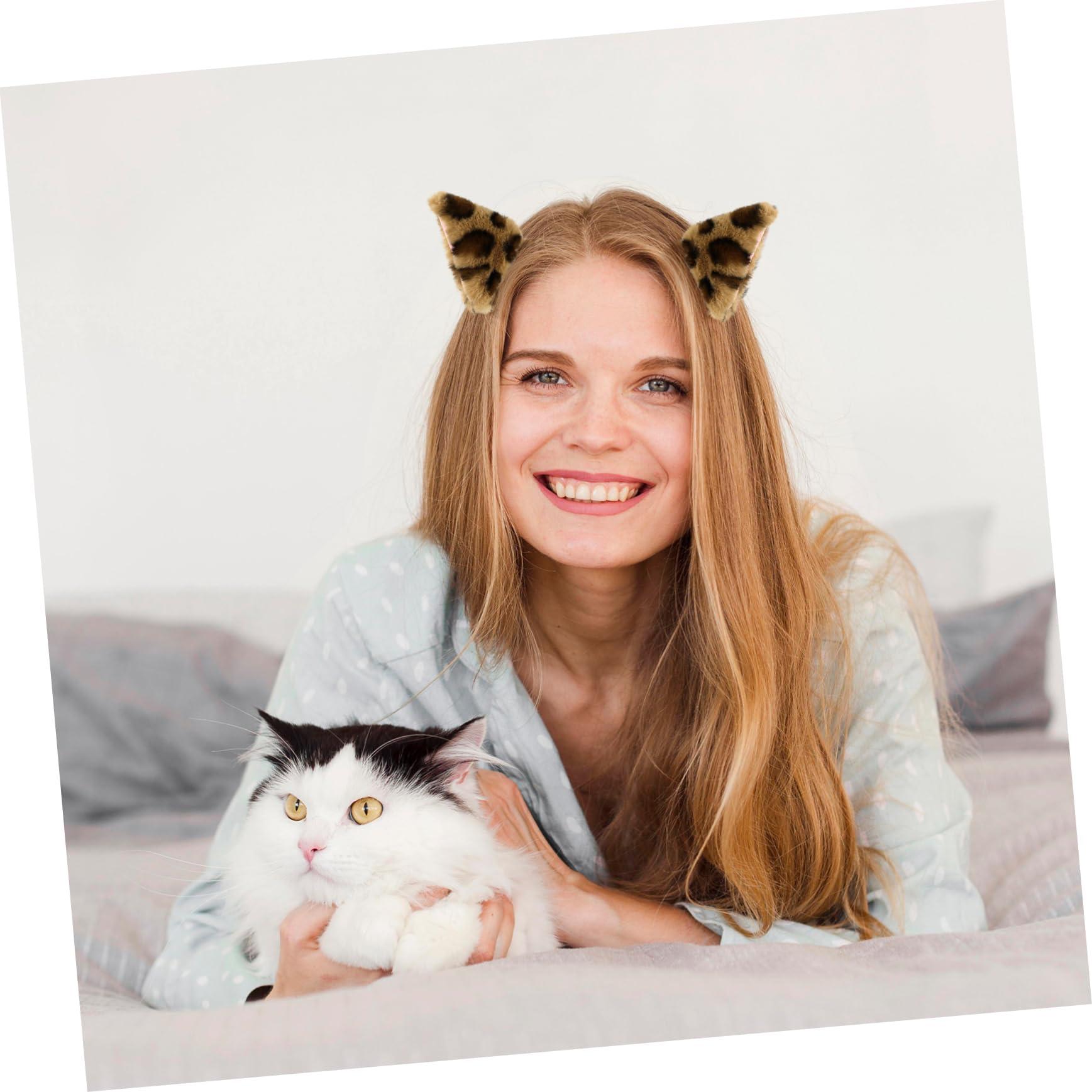Luxshiny Luxshiny 1 Pair Cat Ears Hairpin Cat Ear Clips Halloween Hair Clips for Girls Cat Ears Cat Ears Clip on Women Hair Accessories Distinctive Hair Jewelries Flannel Baby Animal Hairy Cat