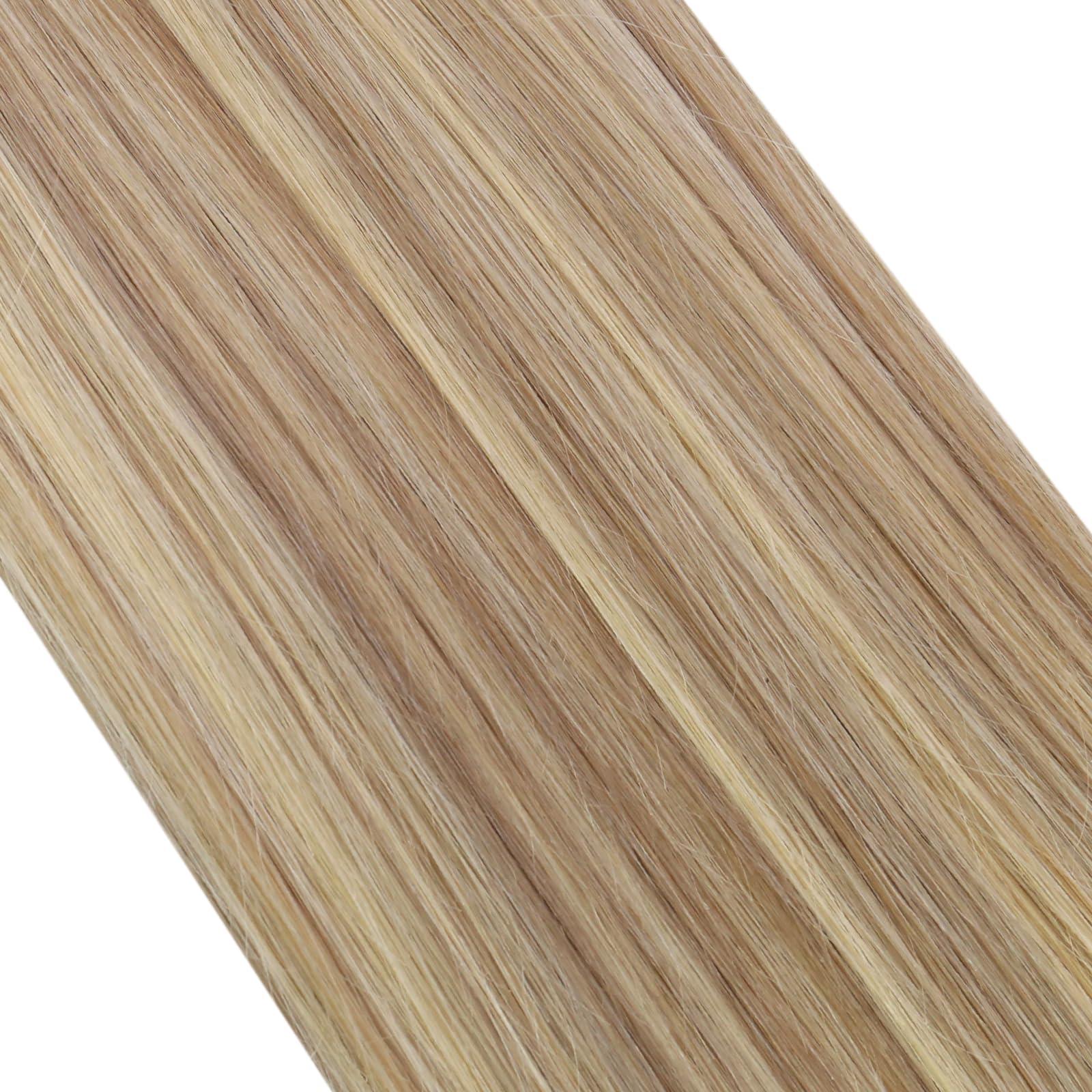 Ugeat Ugeat Utip Human Hair Extensions Dark Ash Blonde Highlights Golden Blonde U Tip Keratin Bond Hair Extensions for Women Add Length No Shedding 22 Inch 50G 50S
