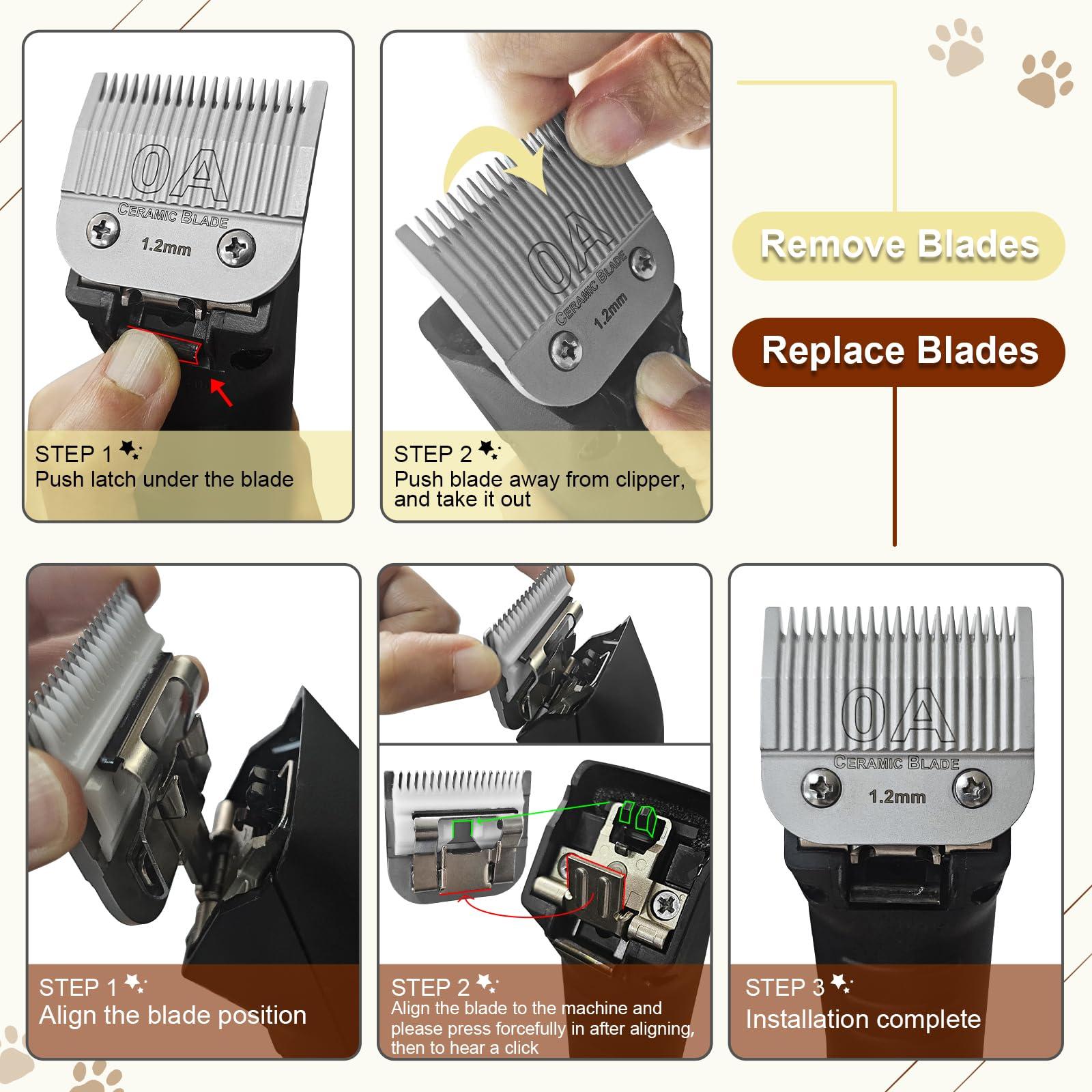 YAZIYIR 5 Sets Combination Professional Detachable Replacement Ceramic Blades. Compatible with Oster Classic 76/Power Pro/Power-Teq/Star-Teq Clipper. Compatible with Ainds Clippers. (0.5~9.5mm).