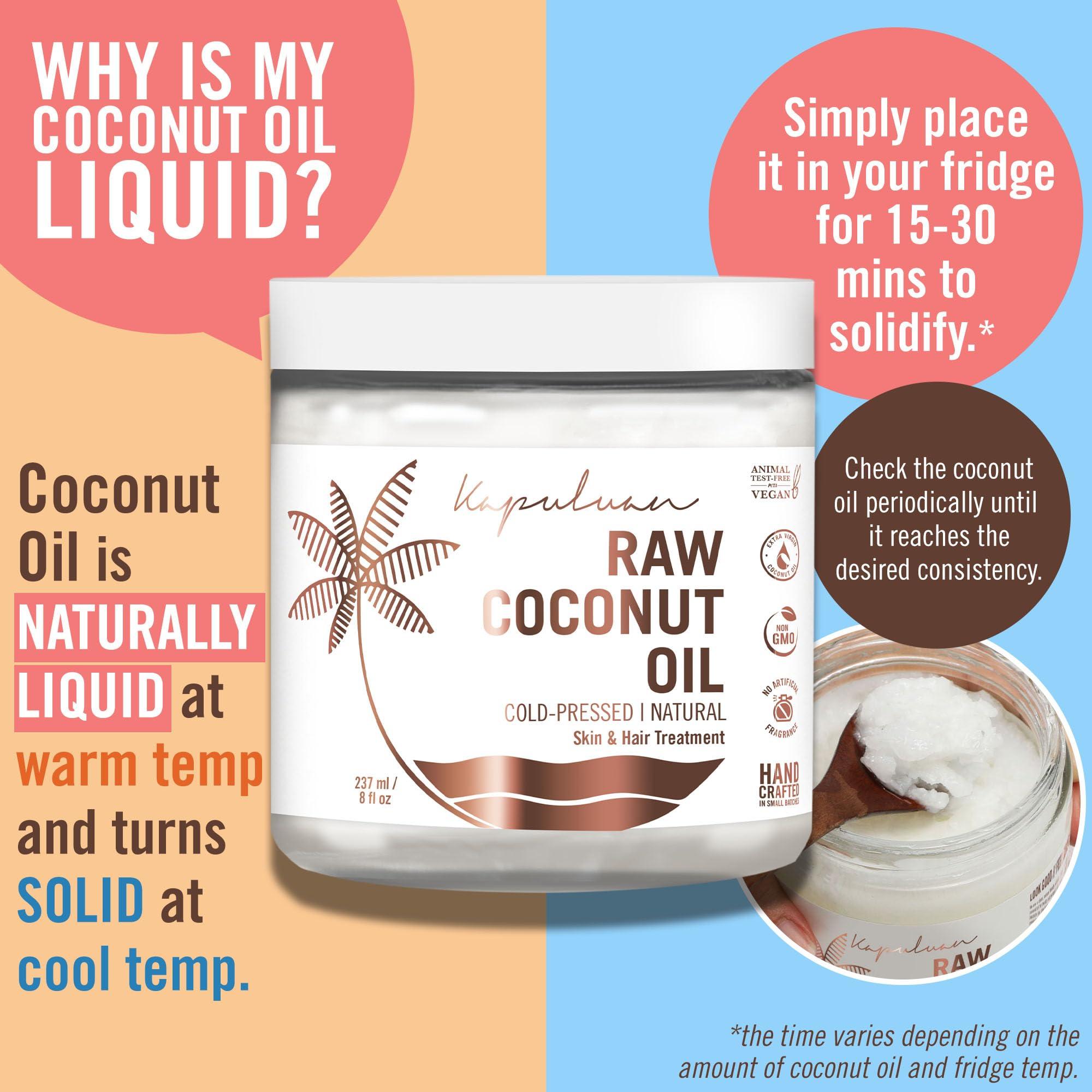 Kapuluan Kapuluan Organic Coconut Oil for Hair, Skin  Raw Extra Virgin Coconut Oil - Pure Unrefined Cold Pressed Oil with MCTs for Body Care or Haircare, Hair Growth, Aceite de Coco Organico, Baby, Dogs, Pets