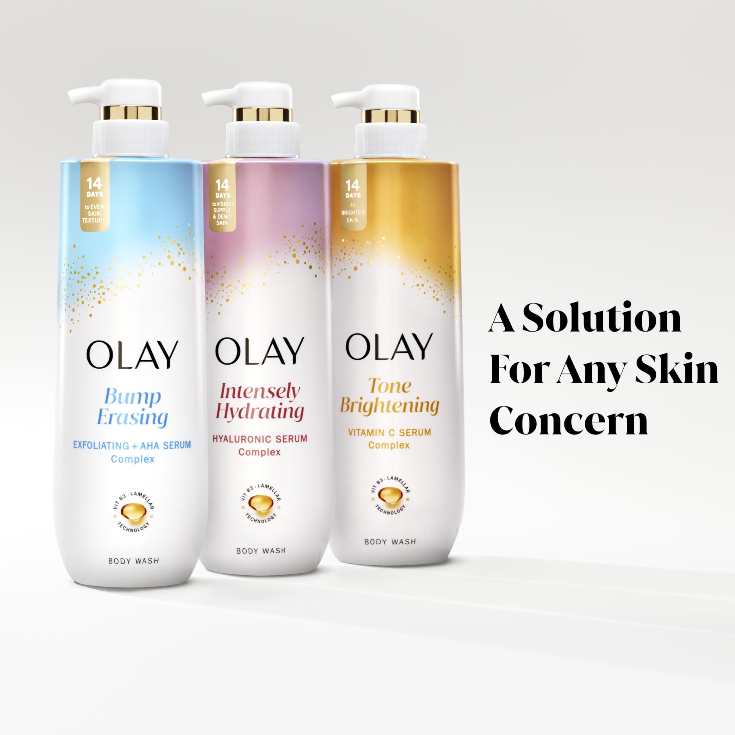 Olay Olay Body Wash for Women, Intensely Hydrating, Hyaluronic Acid Serum Complex, Renews Moisture, Free of Parabens & Phthalates, Vitamin B3 Lameller Technology, For All Skin Types, 26 fl oz