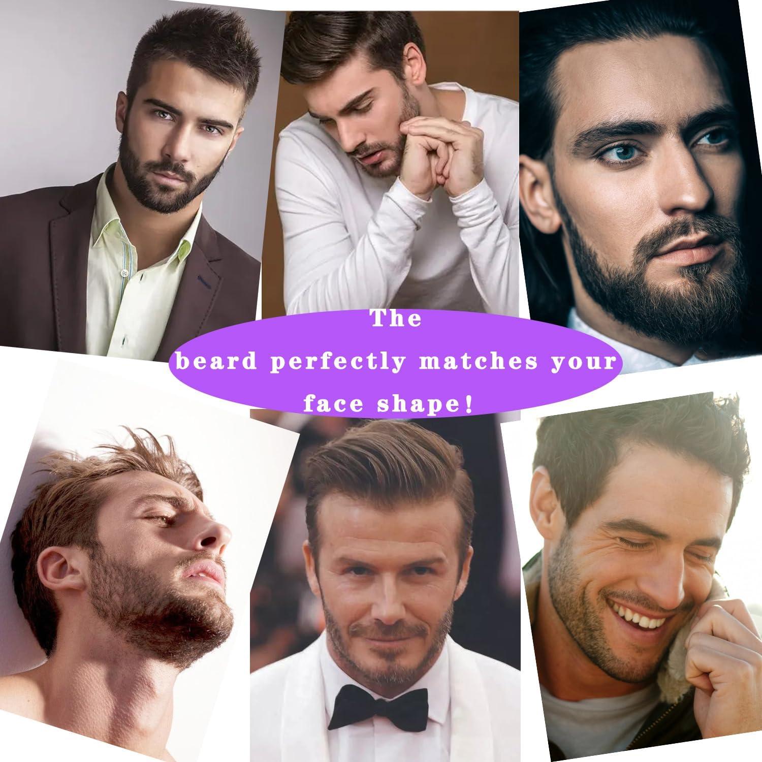 Voloria Voloria Fake Beard Human Hair Full Hand Tied Facial Hair Black Goatee False Beards Lace Invisible Fake FaceMustache for Entertainment Drama Party Costume Party (Style-1, Black)